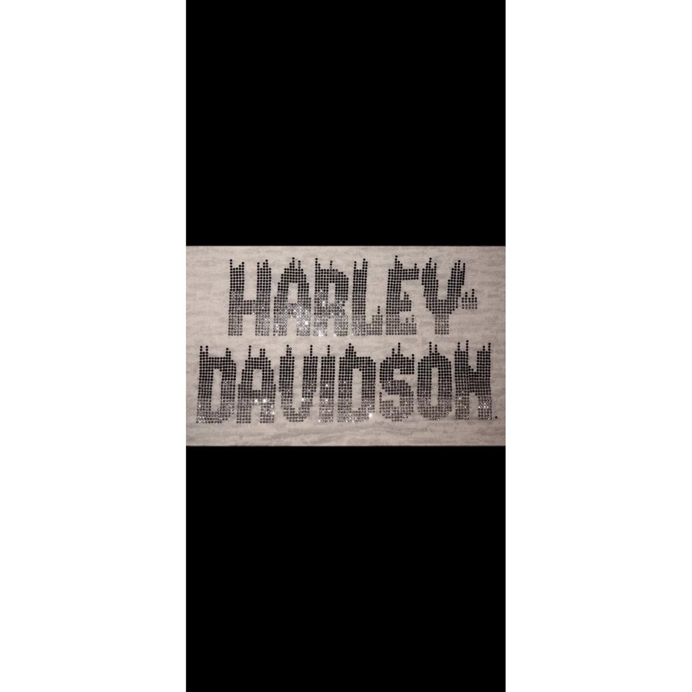 White sheer burnwash studded bling logo Harley Davidson shirt‎ sz Large - Picture 9 of 9
